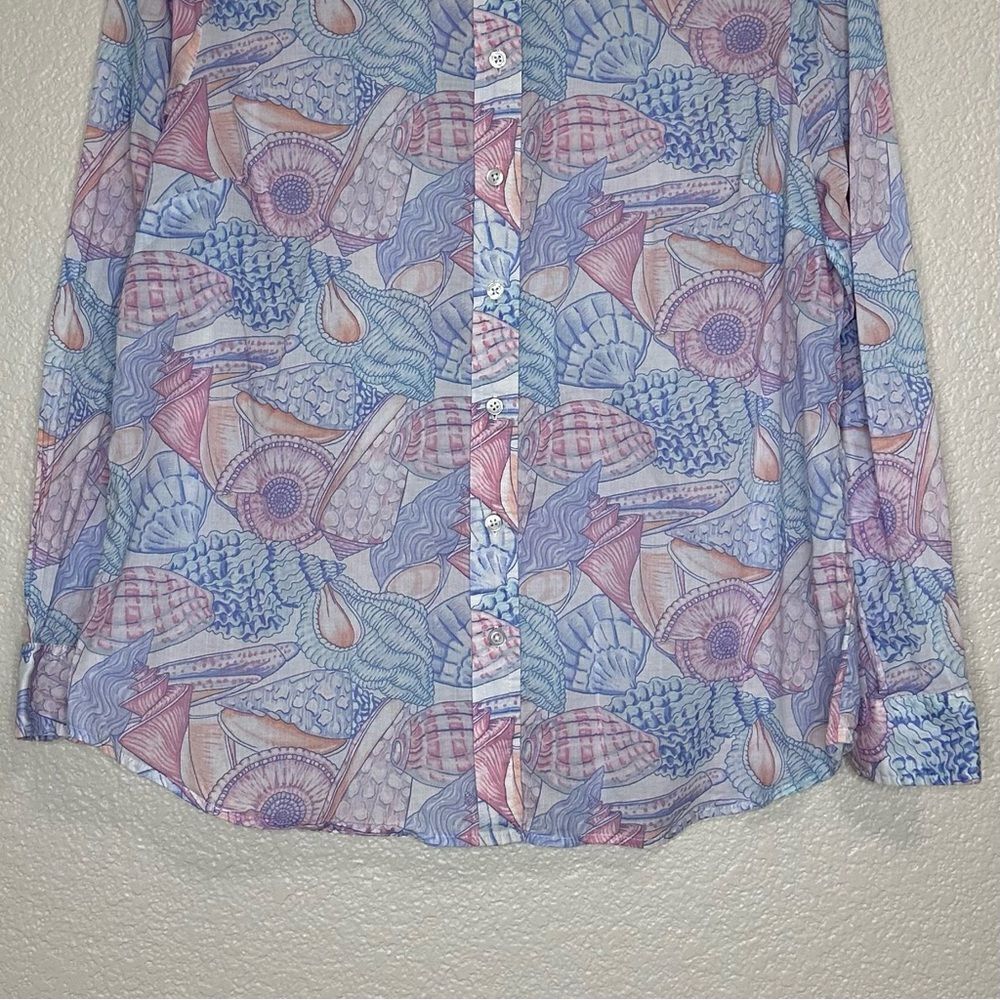 Talbots Seashells Print Long Sleeves Button Down Shirt, Sz Large Petite - Picture 6 of 12